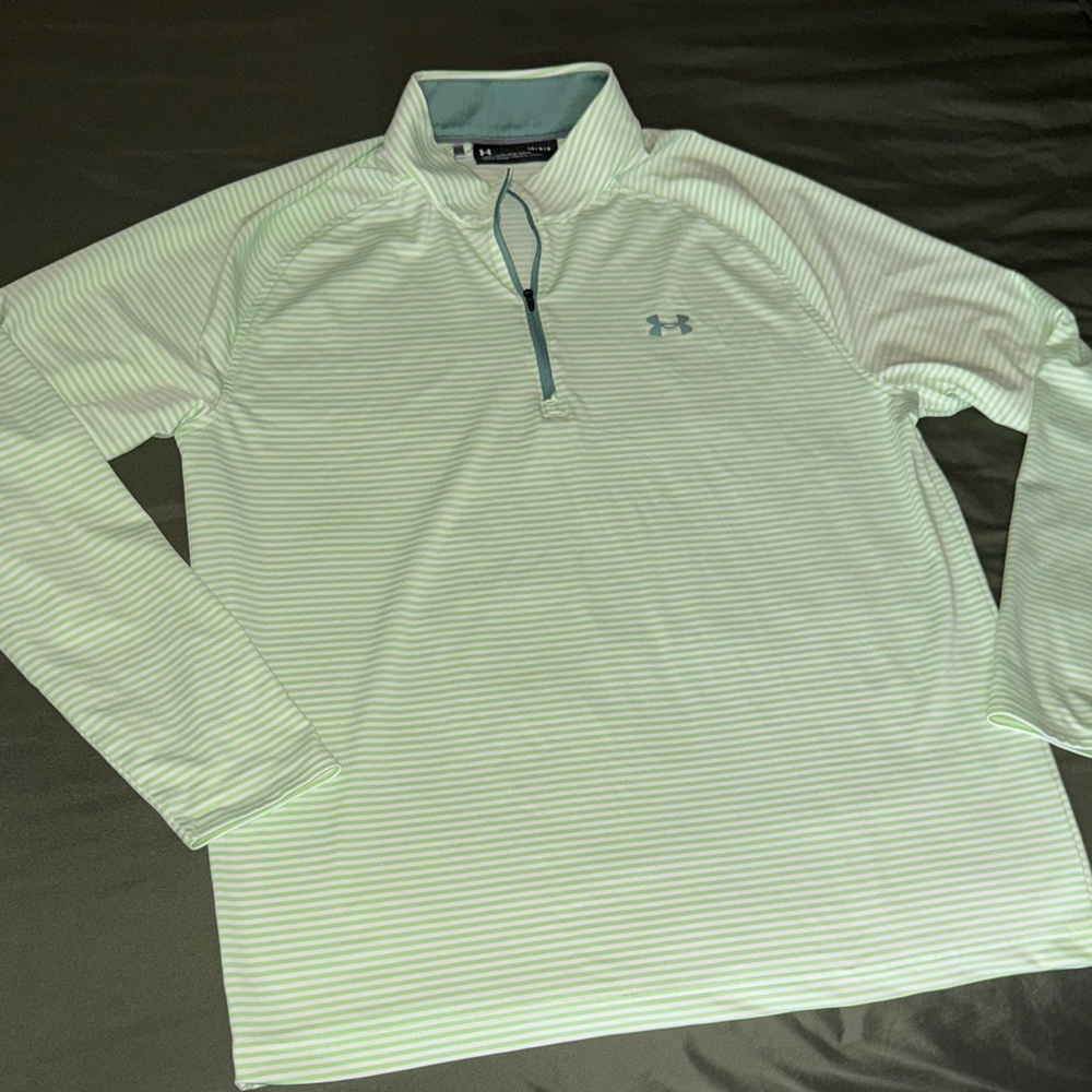 Under Armour Mint Green Striped 1/4 Zip Pullover
